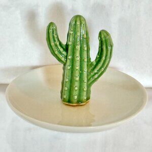 Cactus Ring Holder Ceramic Trinket Dish Collectible Jewelry Tray